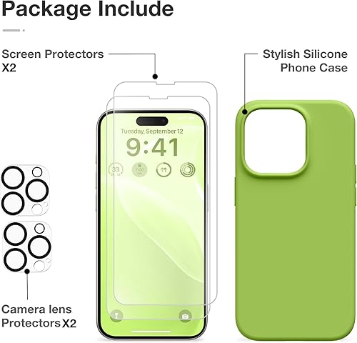 Miniatura 7 de GONEZ Funda para iPhone 14 Pro, con 2 protectores de pantalla + 2 protectores de lente de cámara, forro de microfibra suave antiarañazos, funda
