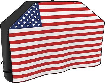 66" Heavy Duty Waterproof Gas Grill Cover fits Weber Char-Broil Coleman Gas Grill-Black,American Flag.