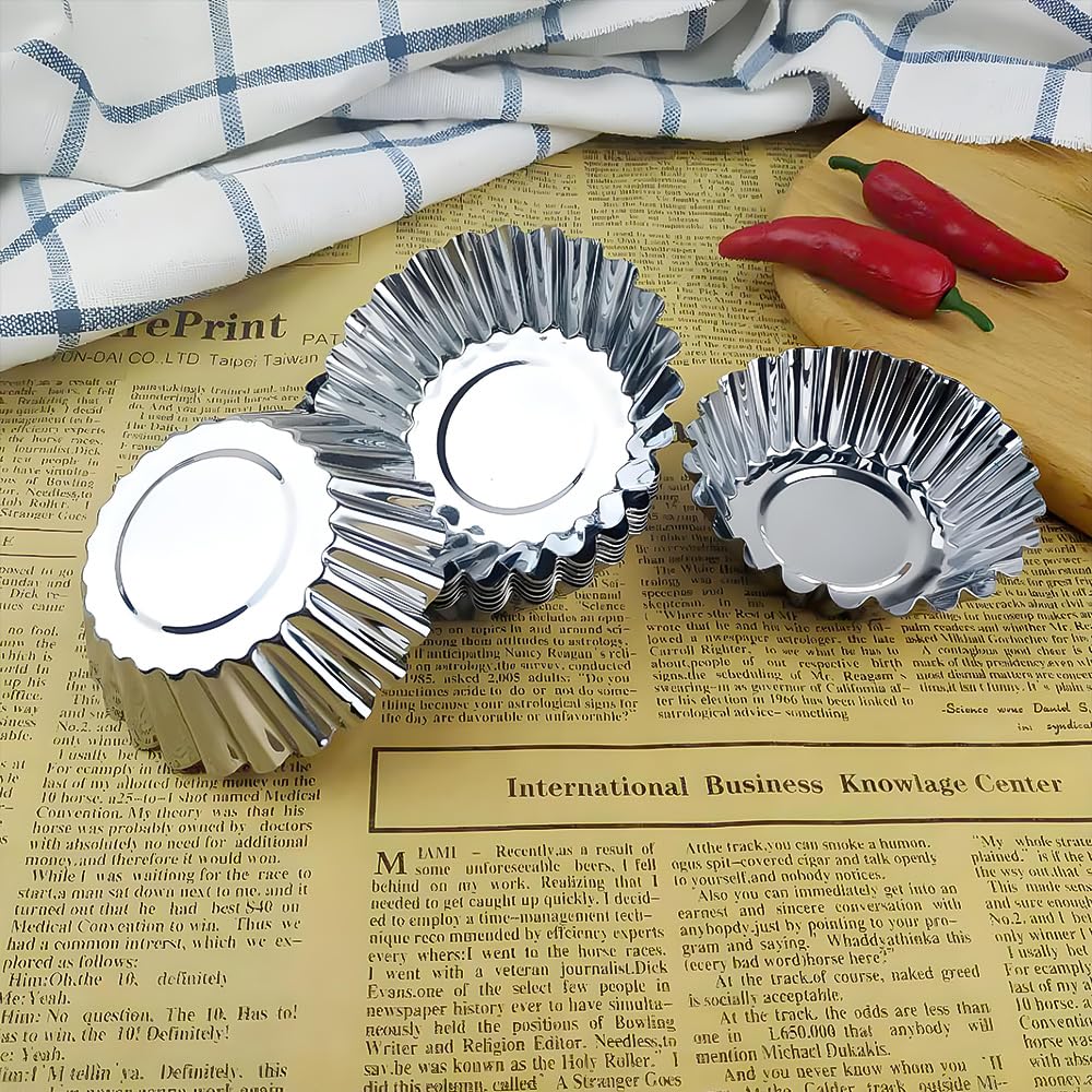 Molde de acero inoxidable con forma de crisantemo que se puede reutilizar para mini pasteles, tartaletas, tartas de frutas, mini pasteles, quiche, cupcakes, magdalenas, pudín, molde para
