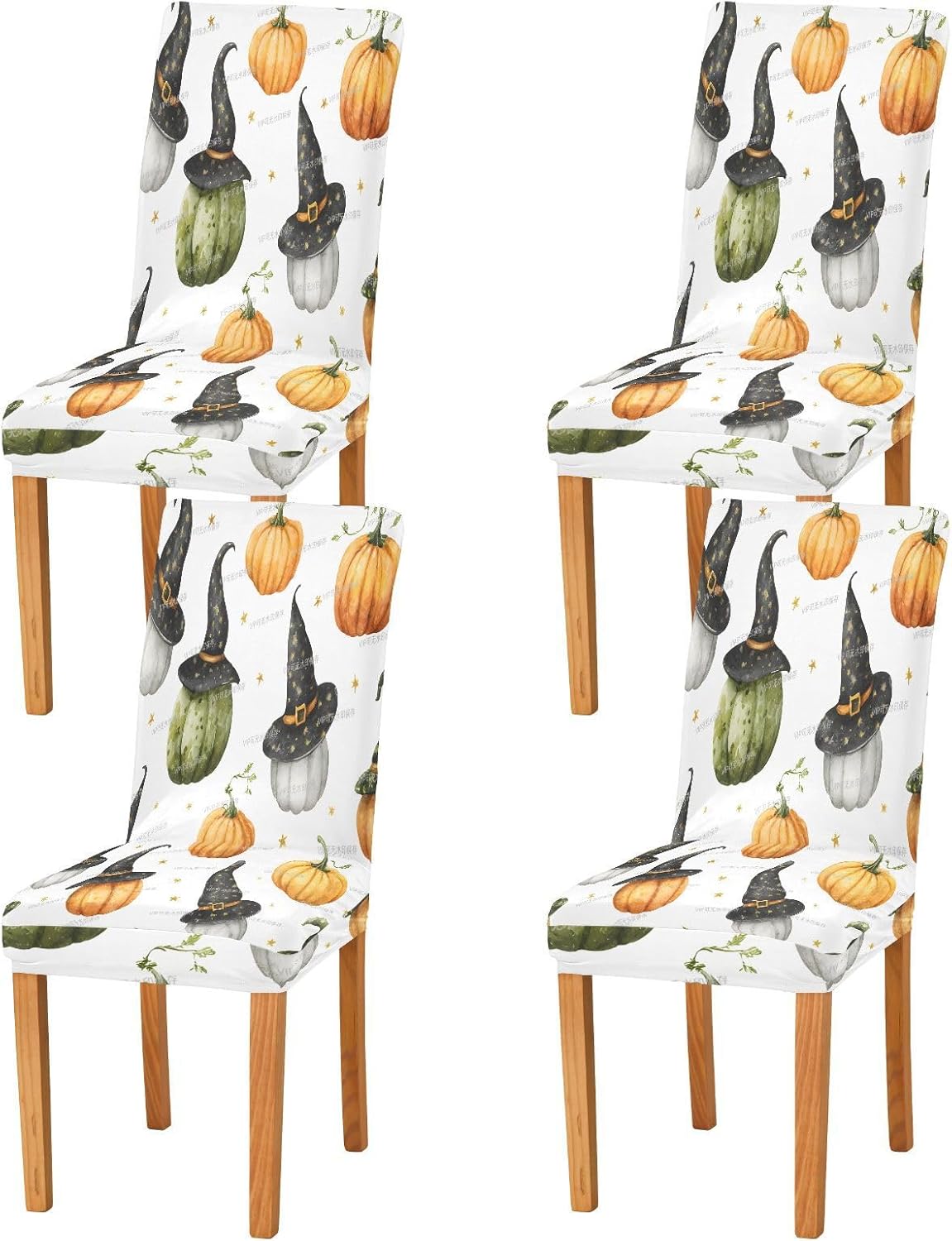 ALAZA Chair Covers for Dining Room, Witch Hat Pumpkin Stretch Chair Cover Sets Chair Protector Removable Washable for Ktichen Restaurant Hotel