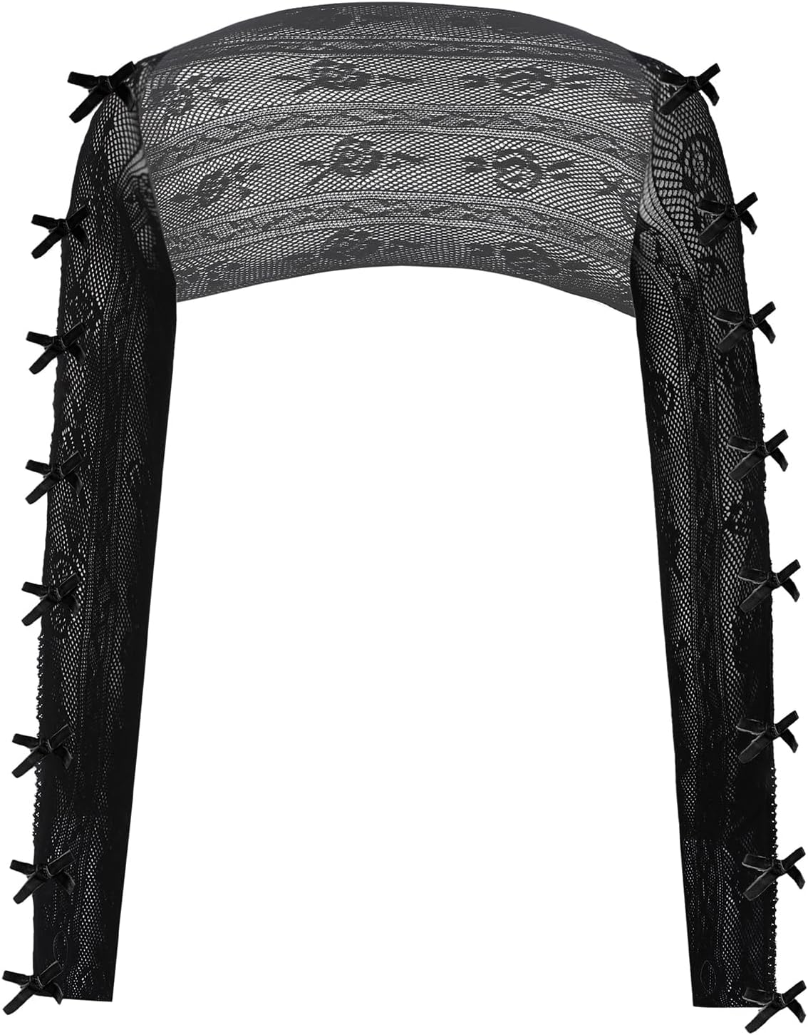 Women Long Sleeve Lace Shrug Gothic Y2K Bow Bolero Fishnet Shawl Cardigan Cute Fairycore Accessories - Image 7