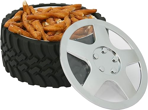 Miniatura 2 de Knobby Tread - Plato de goma para caramelos, palomitas de maíz y helado para entusiastas del motor, oficina, cueva de hombre, taller, uso doméstico