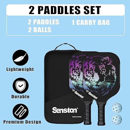 Miniatura 3 de Senston Juego de 4 o 2 palas de pickleball profesional, juego de pickleball de grafito profesional, núcleo compuesto de panal, bola de pepinillo