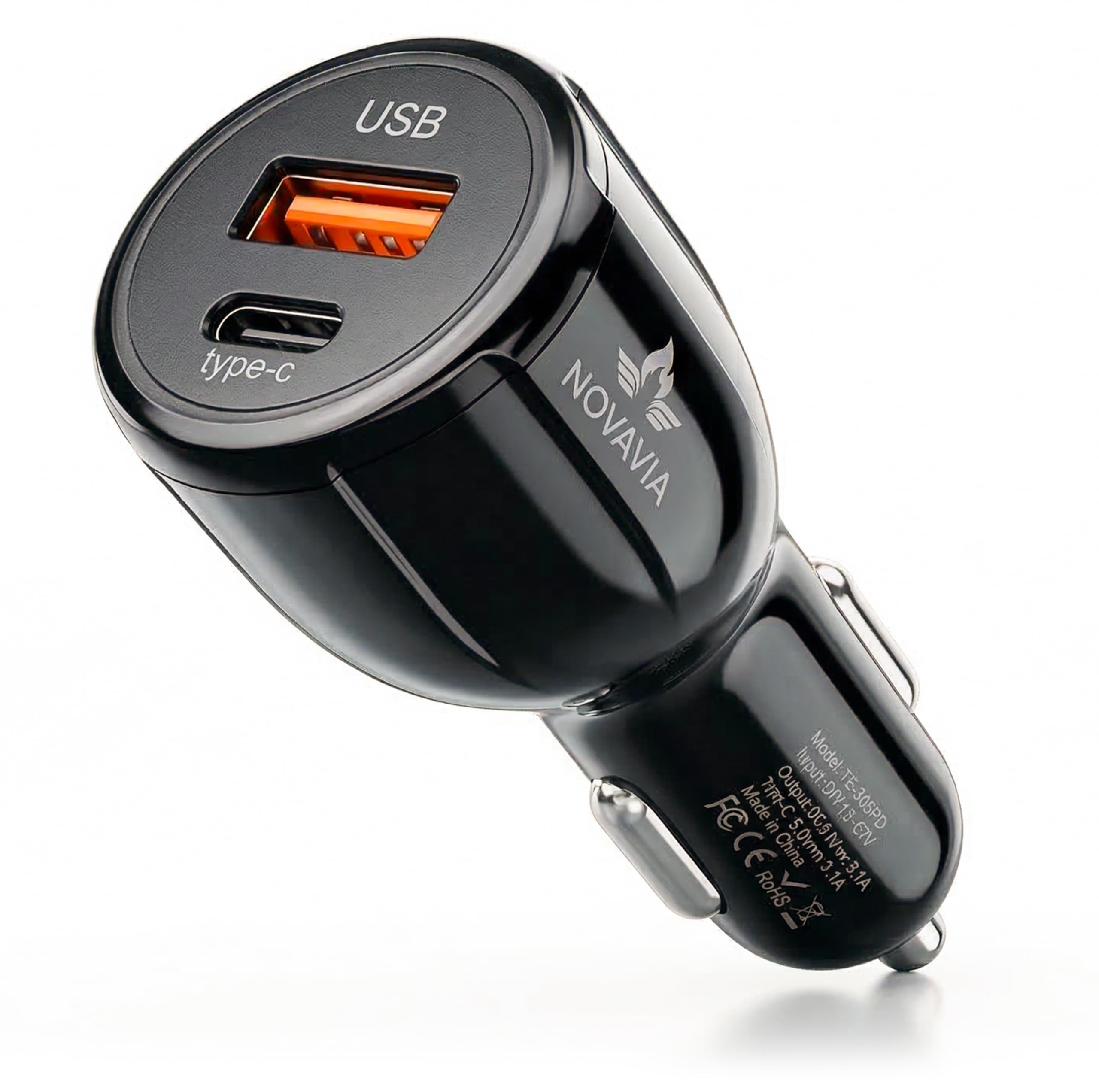 Caricatore Auto USB e USB-C con Cavo Incluso Adattatore Accendisigari per Smartphone e Dispositivi