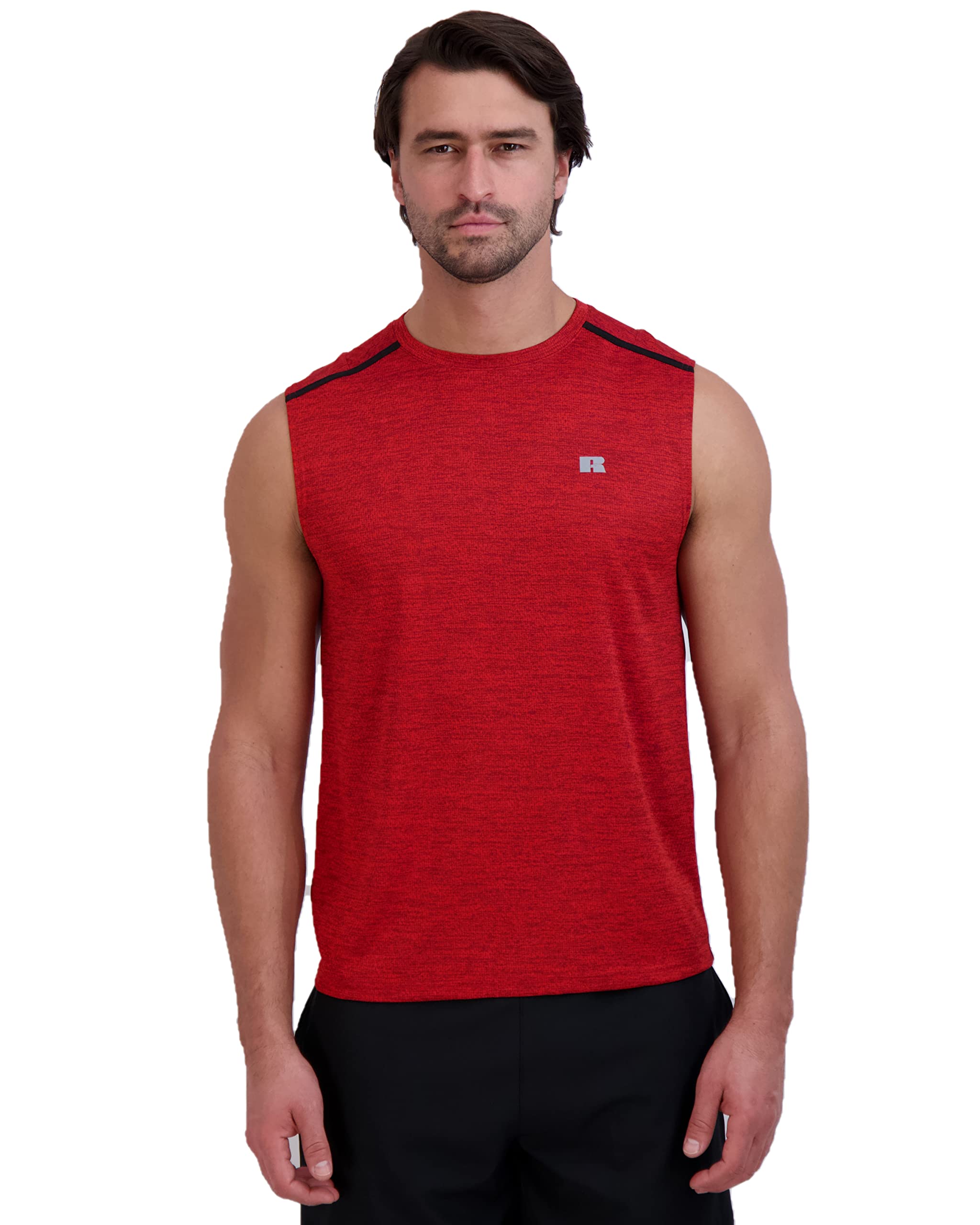Russell AthleticMens Dri-Power Space-Dye Short Sleeve Crew Neck Performance Muscle Tee