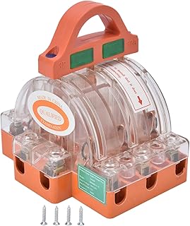 plplaaoo 32A 3 Pole Knife Switch with LED Indicator Copper Transparent Shell,Safety Knife Switch,Double Throw Disconnect Knife Switch,for Fail Safe Circuit Breakers,Power switches AC 380V