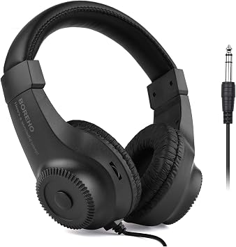 Stereo Headphones Wired Stereo Monitor Headphones Over-ear Headset with 50mm Driver 6.5mm Plug for Recording Monitoring Music Appreciation Black NOT for PC