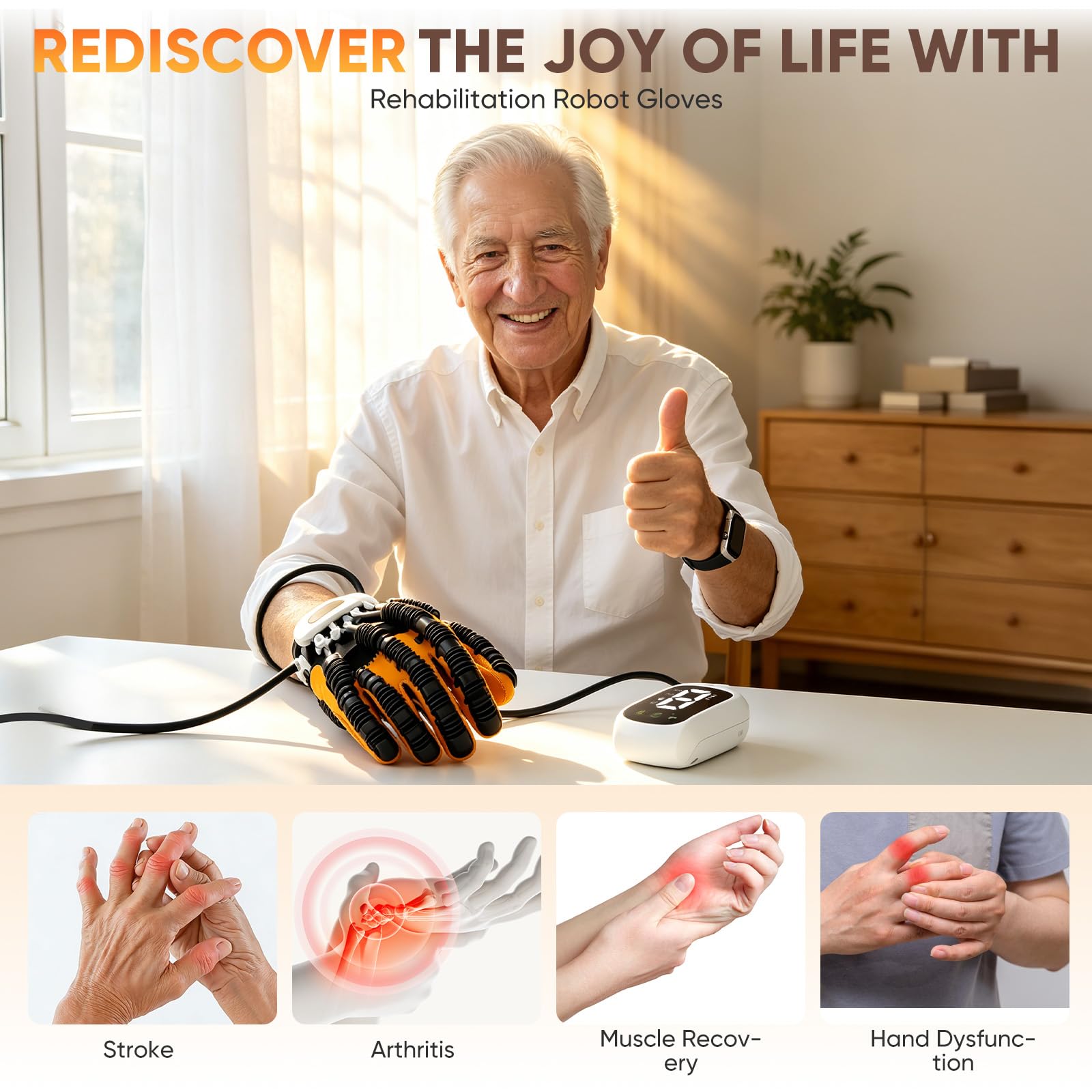 Rehabilitation Roboter Handschuhe,4 Modi & 9 Stärkestufen,Rechte Hand,XL | Usb-Aufladbar,Handrehabilitations-Roboterhandschuhe für Patienten mit Handfunktionsstörungen