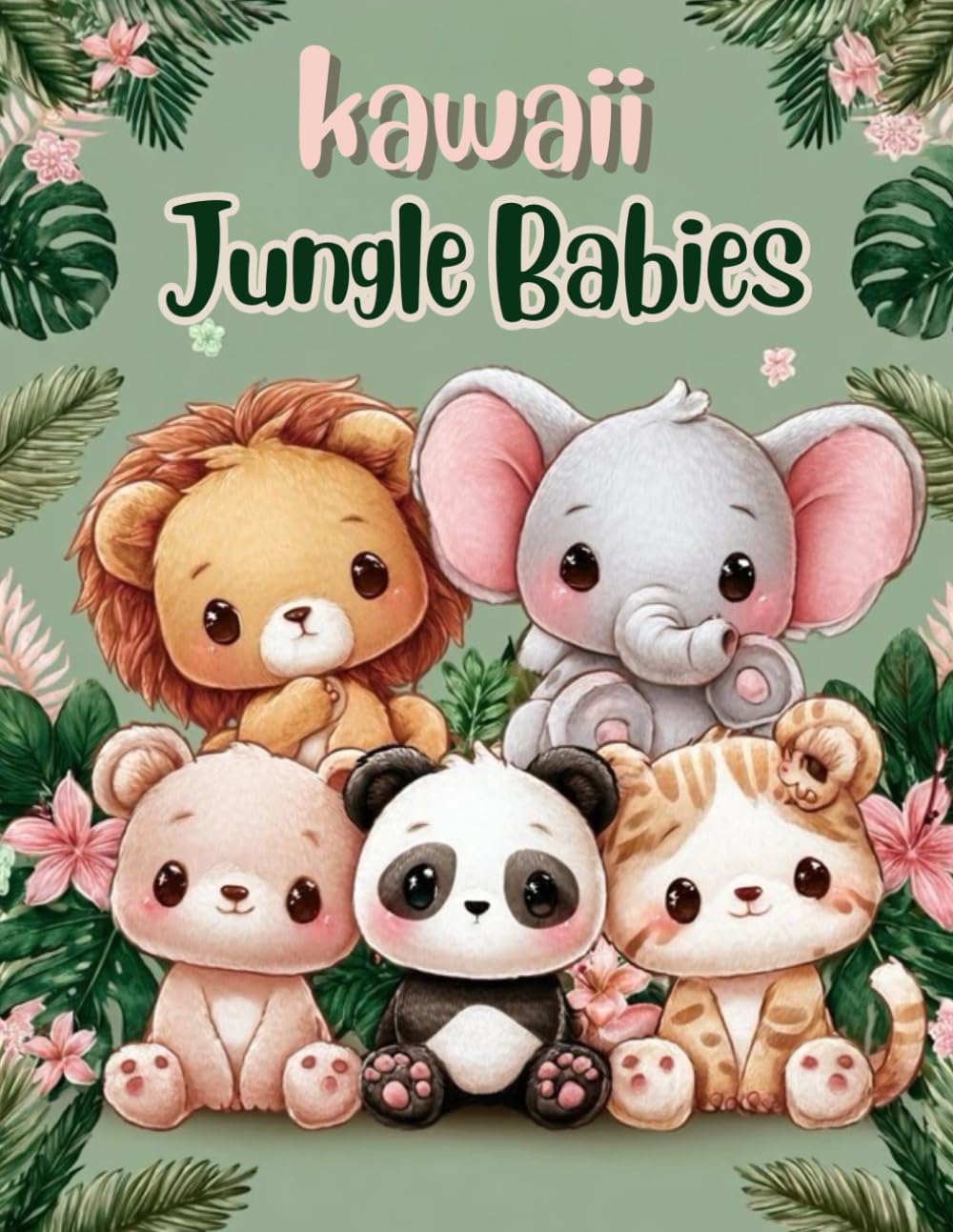 Kawaii Jungle Babies: Adorable Baby Animals from the Jungle -Coloring Book