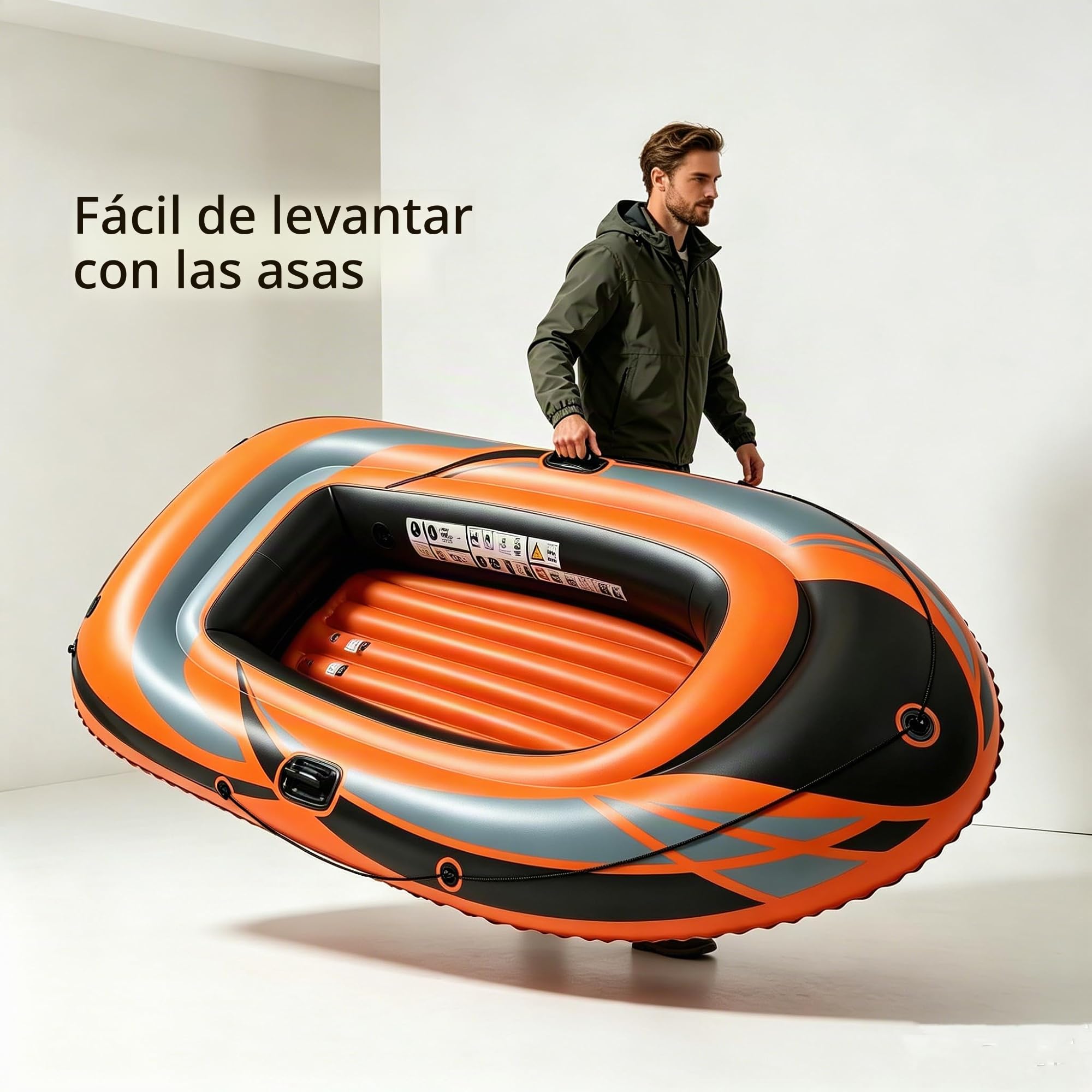 Kayak hinchable de 230 cm para adultos – Incluye remo, estructura estable, ideal para actividades de ocio en el agua, mar o río, fácil de transportar y guardar