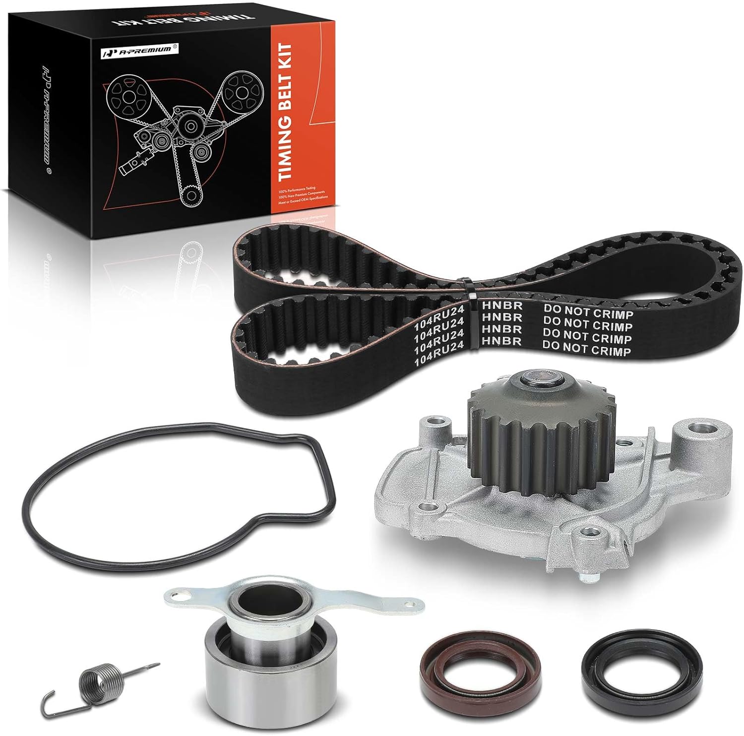 A-Premium Engine Timing Belt Kit with Water Pump Compatible with Honda Cars - Civic 1992-1995, Civic del Sol 1993-1995 - 1.6L