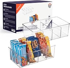 ClearSpace Plastic Pantry Organization and Storage Bins with Dividers – Perfect Kitchen Organization or Kitchen Storage – Fridge Organizer, Refrigerator Organizer Bins, Cabinet Organizers