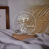 Vista 16 de Luz nocturna de flor de nacimiento, luz de noche de flor de caléndula de octubre, luz LED personalizada, regalos para amigos, lámpara de noche LED