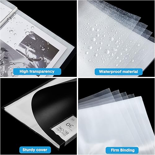 Miniatura 3 de Outus 12 carpetas de arte de 9 x 12 pulgadas, 30 bolsillos, carpetas de arte con fundas de plástico transparente, libro de presentación con