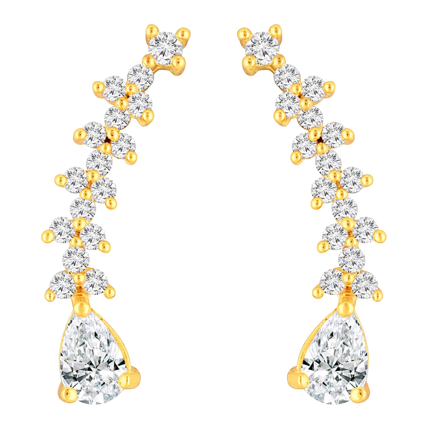 Peora Gold Plated Cubic Zirconia White Pear Shape Ear Cuff Earring Fashion Jewellery Gift For Women & Girls (B0CC9W8X7F) Amazon Price History, Amazon Price Tracker