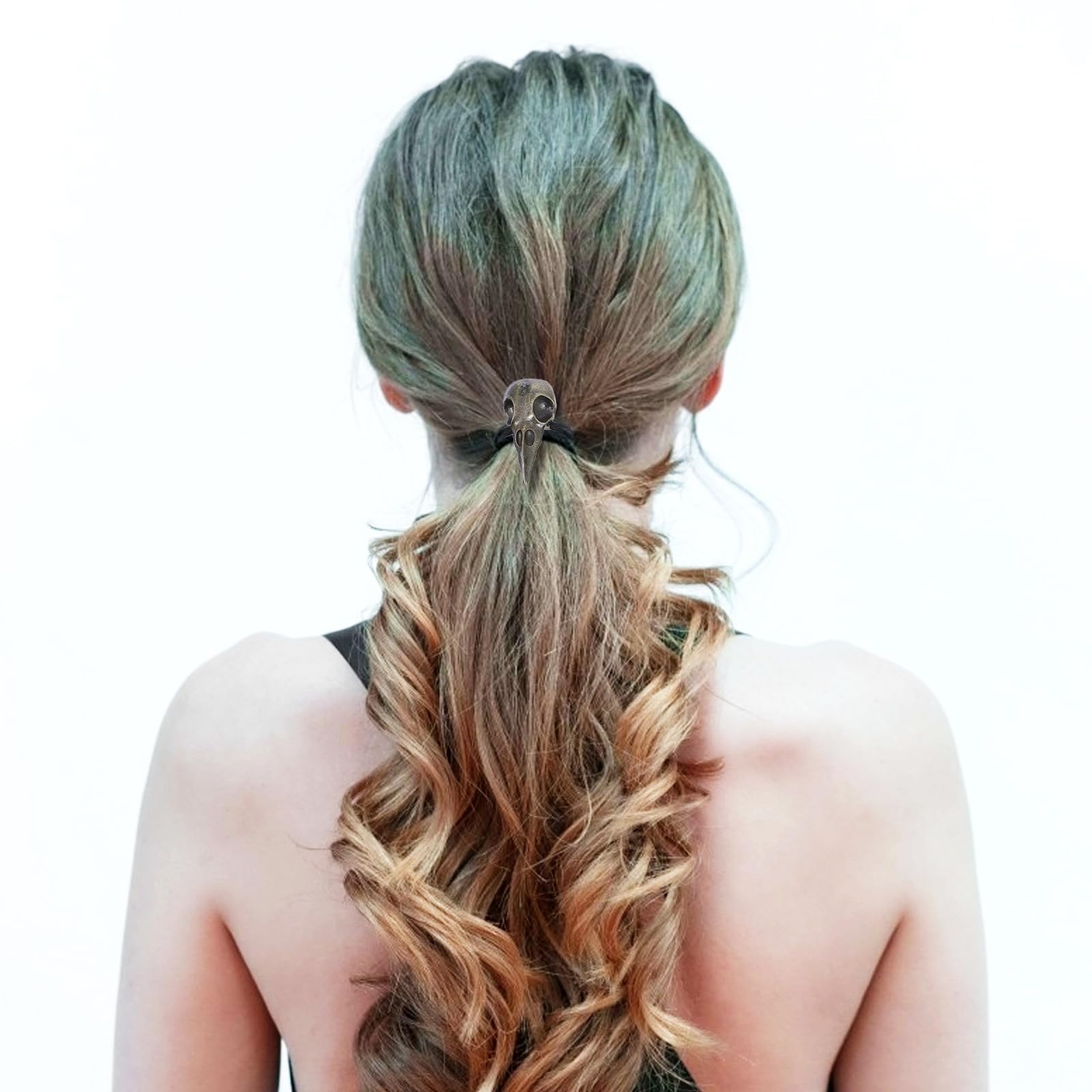 SOLUSTRE 28 Piezas Banda Elástica Cabello de Halloween Diseño de Calavera de Cuervo en Aleación y Goma, Adecuado para Mujeres y Niñas en Ceremonias y Cumpleaños