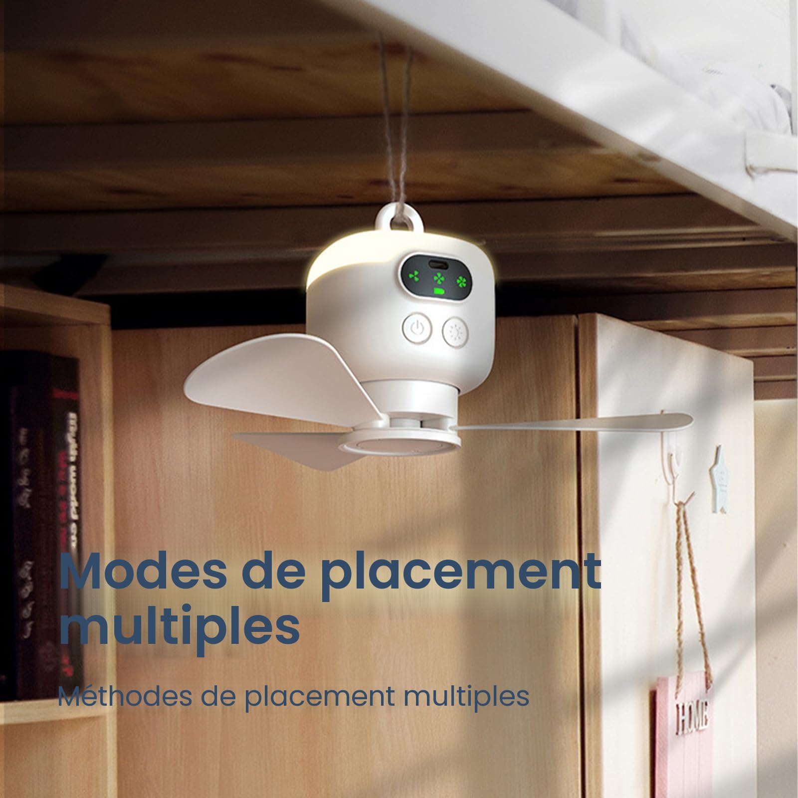 EagerMinds Lampe LED avec Ventilateur de Camping Rechargeable USB - 3 Vitesses - Pour la Pêche, la Randonnée, l'Extérieur
