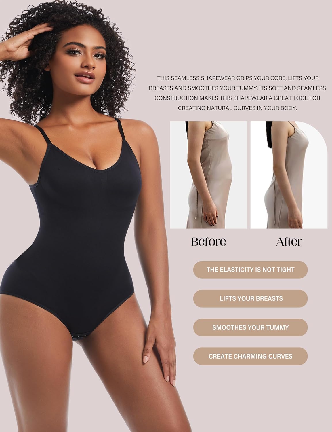 Bodysuit Seamless Shapewear Tummy Control Women Body Shaper Sculpting Snatched Waist with Briefs - Image 4