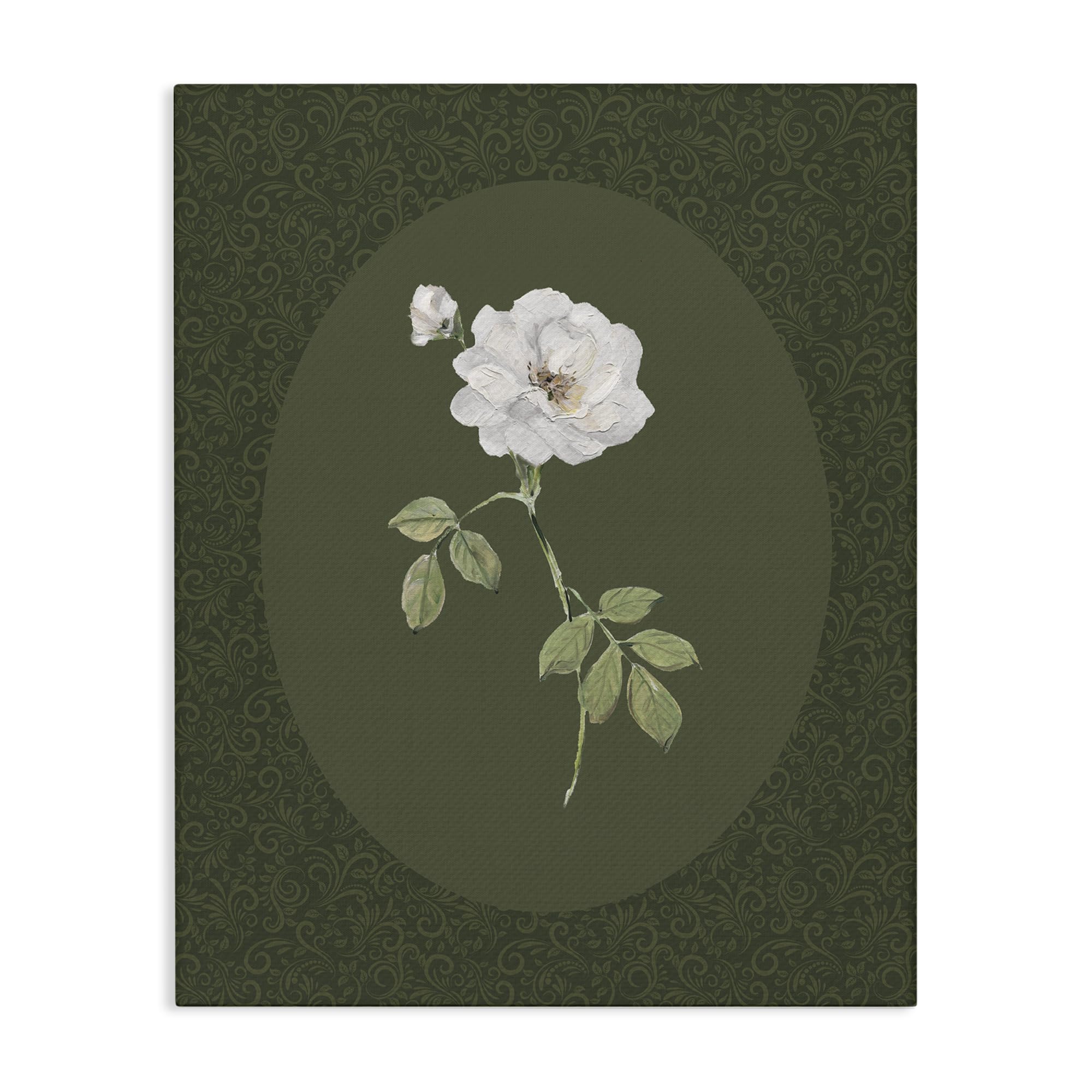 'White Rose on Emerald'| Canvas Art