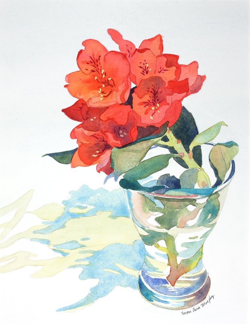 Red Rhododendron, Giclee Print of Watercolor Still Life