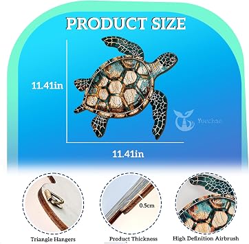 Yuechao Coastal Sea Turtle Wall Art - Vibrant UV Printed Wood Decor for Beach Theme Living Room, Bedroom, Bathroom or Office(sea turtle)