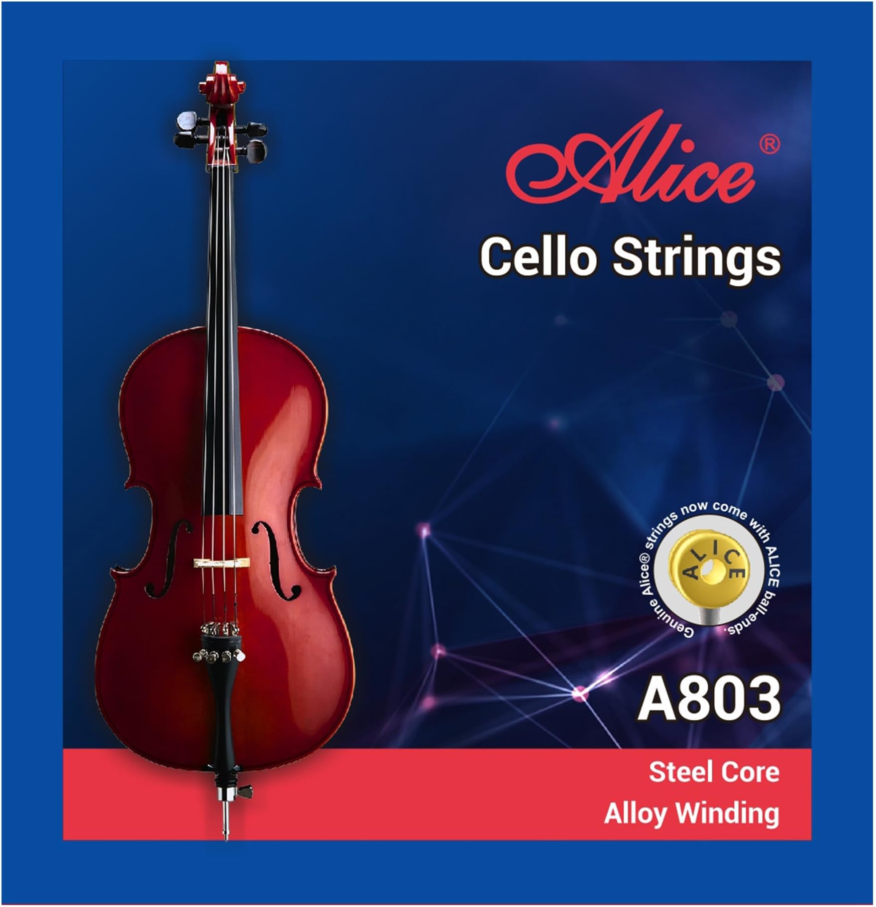 - Alice Cello Strings 4/4 Full Set - Well Balanced & Deep-forceful Timbre, Steel Core with Alloy Winding, Cello Strings for 4/4 & 3/4 Size Cello (FullSet A D G and C)