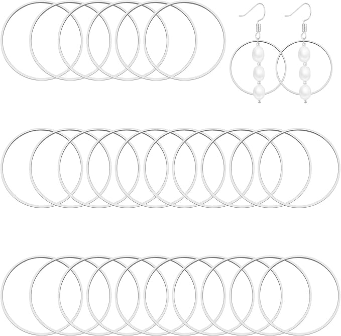 60pcs Earring Hoops for Jewelry Making,35mm Beading Hoop