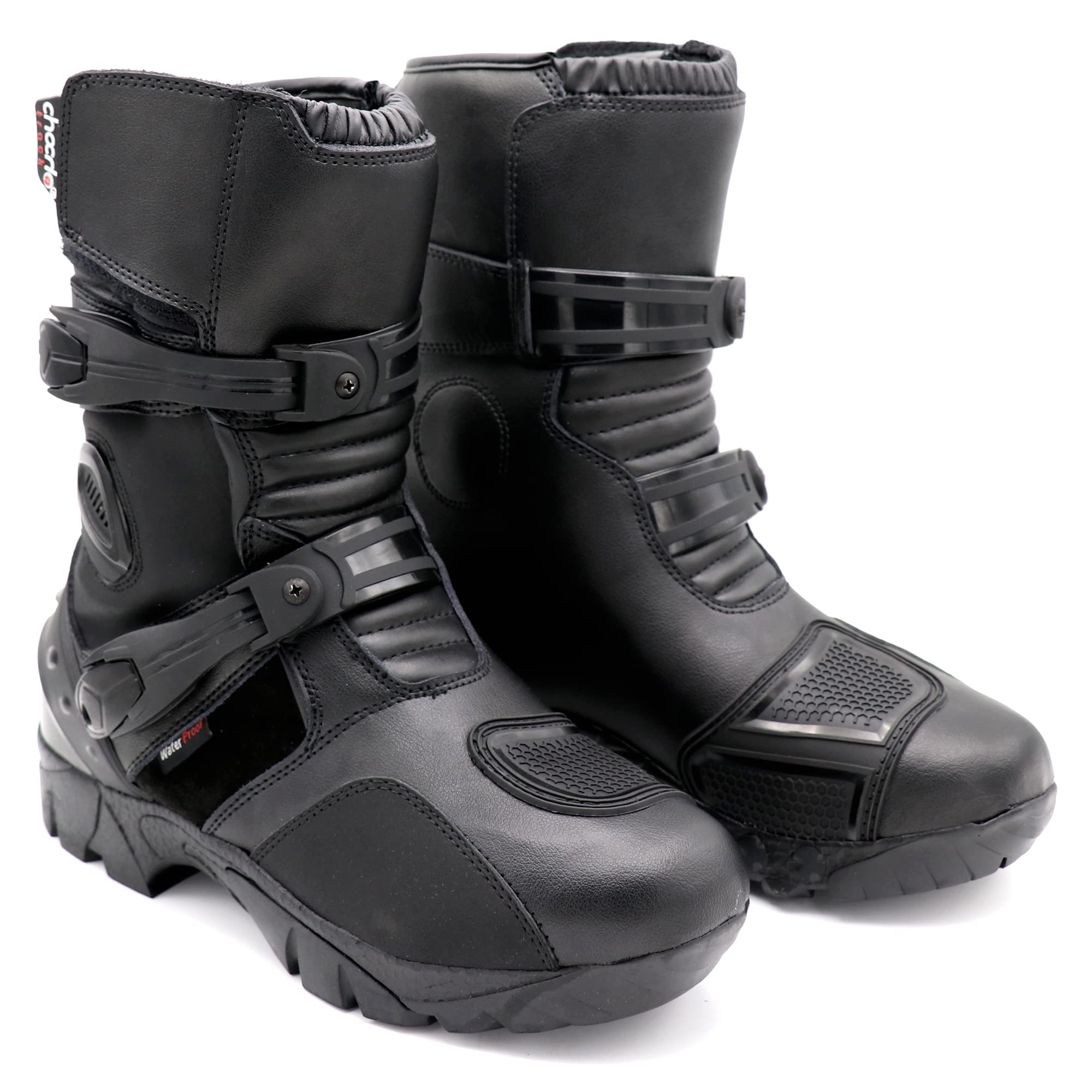ChoCho Track Motorcycle boots for Men Leather Boots with Protections Rubber Sole Slip Resistant and Reflective Motorcycle Riding Boots (us_footwear_size_system, adult, men, numeric, narrow, numeric_8)