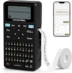 SUPVAN E11 Bluetooth Label Maker Machine with 4 Tapes, Support Keyboard & App with 30+ Fonts and 660+ Icons, Rechargeable Inkless Labeler for Home, Kitchen, Office, School, Organization, Black
