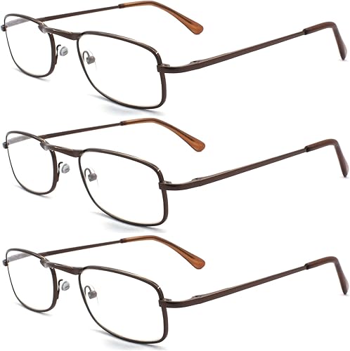 Gafas de lectura unisex vintage de metal con bolsa suave, multicolor