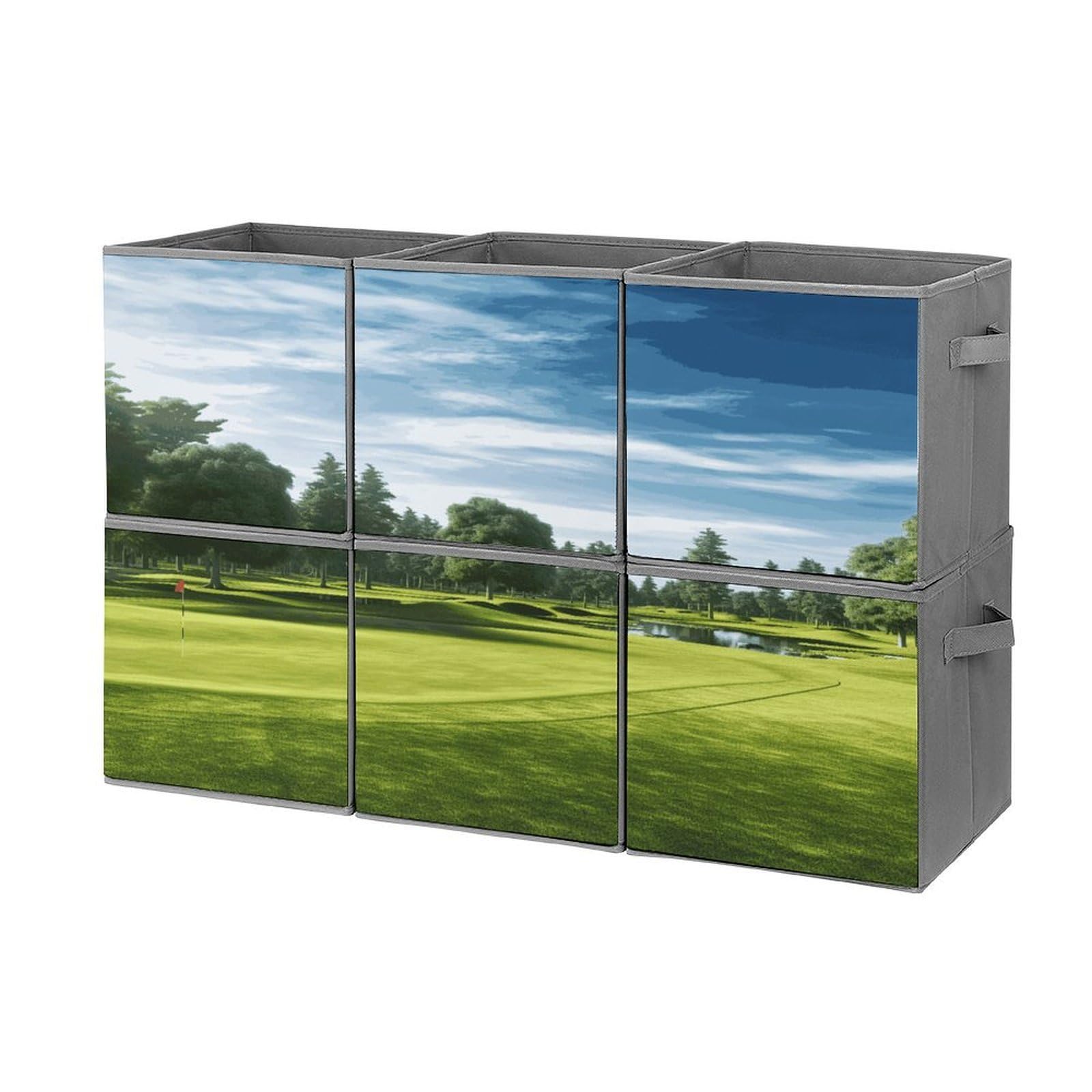 Fekiloot Style Golf Course Lawn Storage Bin For Foldable And Handles,Closet Organizer Of 6-Pack Stackable,Storage Box For Living,Room, Office,Bedroom,Closet