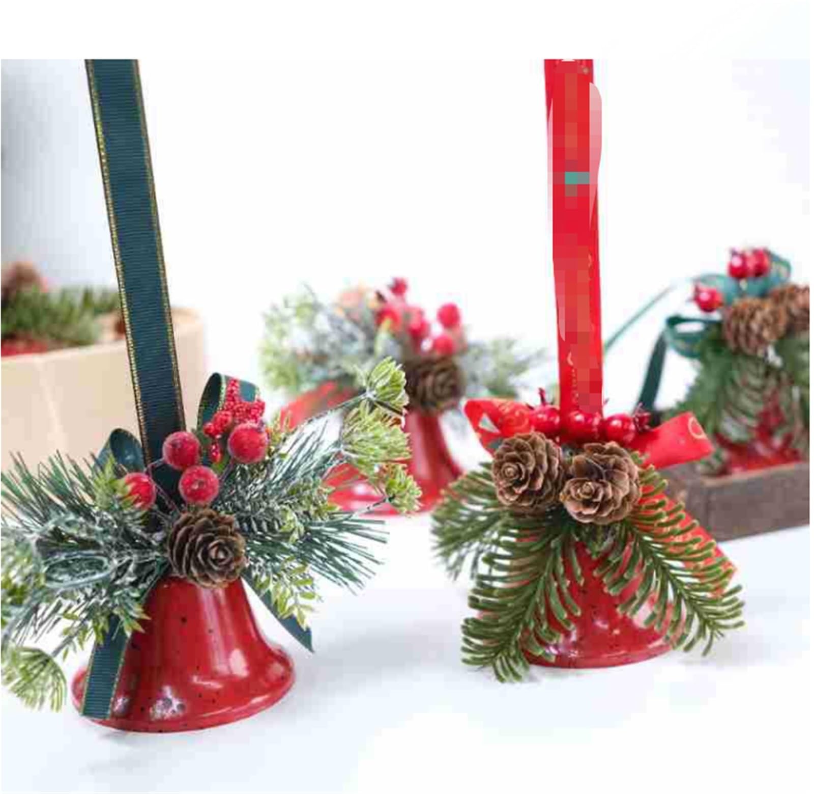 Campanas Navidad Cascabeles For Decoración De Puertas del Hogar, Campanillas Artesanales, Navideña, Campanas Navideñas Decoración(Red 2)