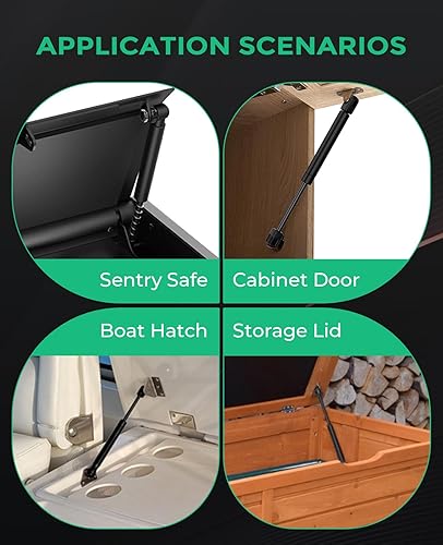 Miniatura 141 de Amortiguadores de gas de 10 pulgadas, 45 libras/200N, soporte de elevación de resorte para caja de herramientas de recogida de camión, tapa de caja