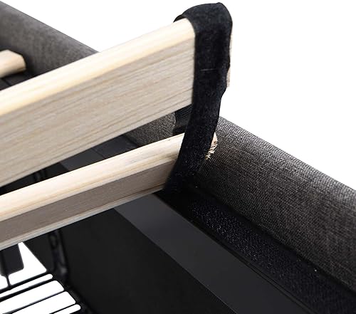 Miniatura 8 de Base de cama tapizada de tamaño Queen con 4 cajones y cabecera ajustable, botón cuadrado cosido acolchonado, soporte de listones de madera, no