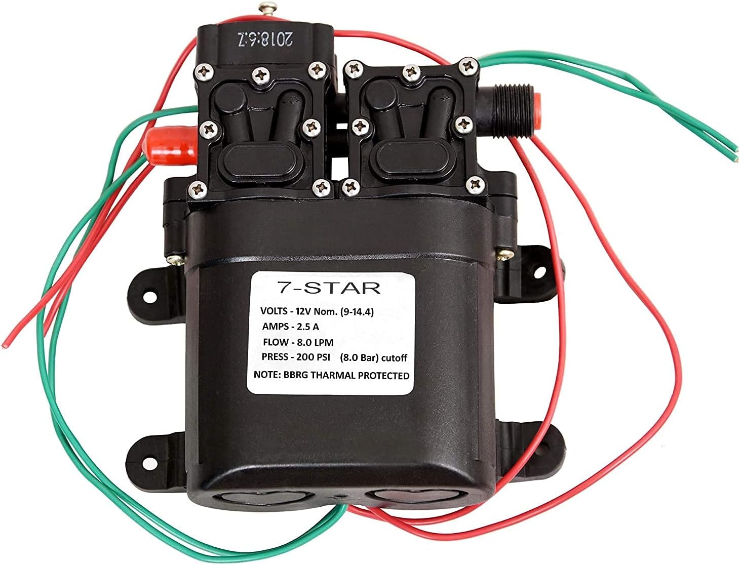 200psi 160 psi DC 12V 80W Micro Electric Diaphragm 2 in1 High Pressure Dual Water Pump for RV Boat- Black