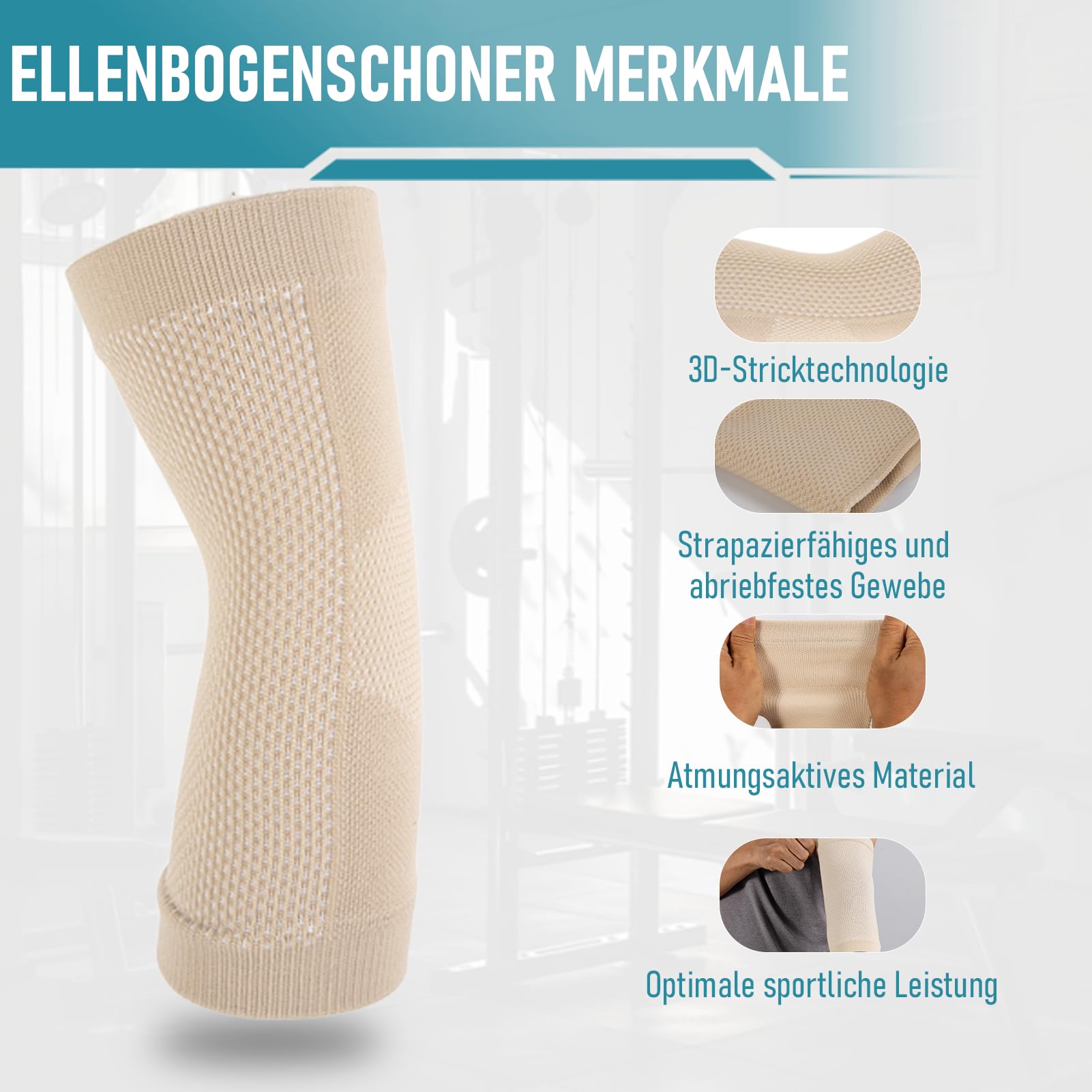 2 PCS Ellenbogenbandage, Kompression Ellenbogen Bandage, Ellenbogenschoner Damen Herren für Sport, Arthritis, Sehnenentzündung, Ellenbogen Sportverletzungen (Hautfarben, L)