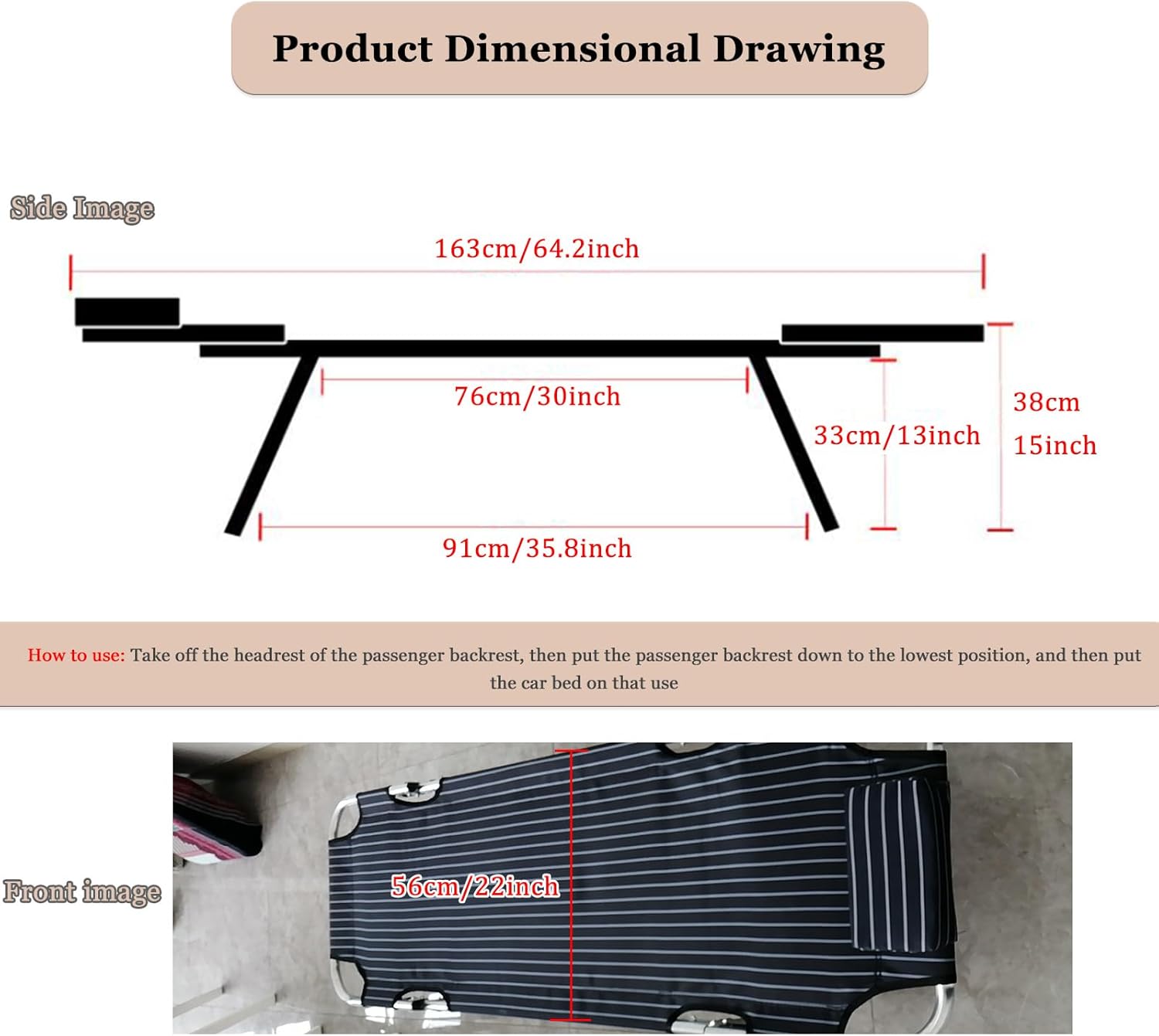 Portable Folding Camping Cot Car Trave Bed Non-Inflatable Portable Universal Sleeping Solution Camp Essentials Bed Office Outdoor Camping Bed Road Trip Camping Bed