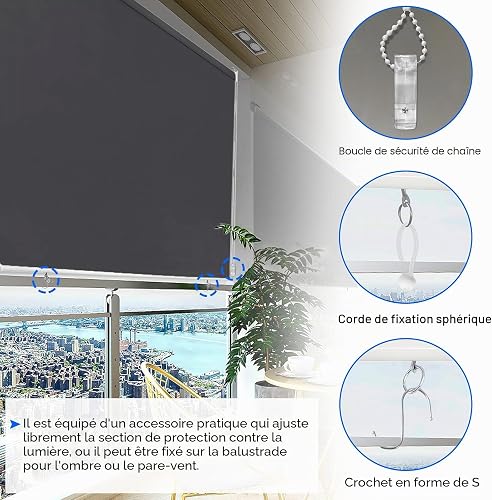 Froadp 180x240cm Stores Enrouleurs Extérieur à Opaque Enrouleur Fonction Thermique Réfléchissante Occultant dans différentes Tailles et Couleurs pour Fenêtres et Portes(Anthracite) - 5