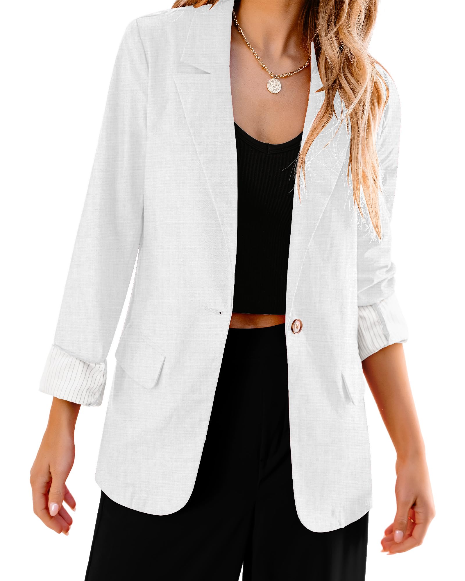 luvamiaBlazers for Women Business Casual Dressy Work Fashion Lightweight Spring Summer Linen Unlined 2024 Suit Jackets