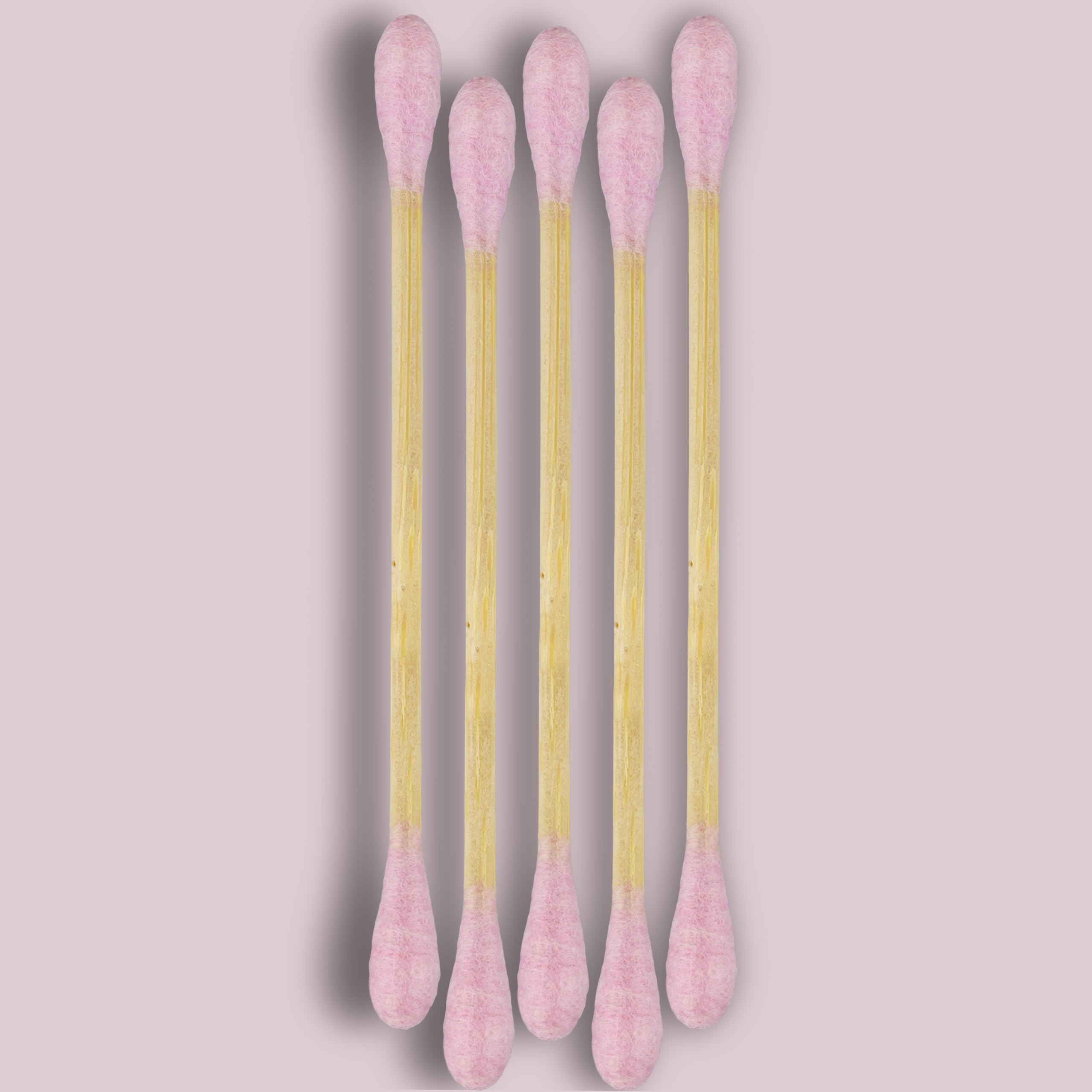 RS ESSENTIAL'S BY LV: Ästhetische Wattestäbchen, Ohrenstäbchen, Bambusstäbchen, 200 Wattestäbchen in 5 bunten Farben, Rosa