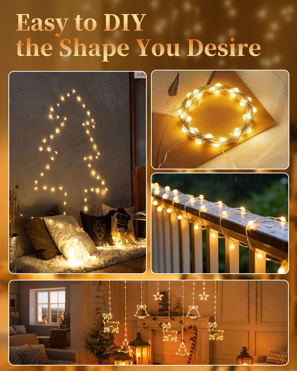 LED Batteriebetriebene Lichterkette 8 Pack, 8 x10M 100 LEDs Warmweiß Drahtlichterkette mit Fernbedienung & Timer, 8 Modi, Wasserdicht für Weihnachten, Party, Hochzeit, Garten & Zimmerdekoration