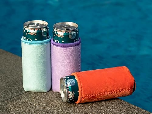 Miniatura 7 de Fundas delgadas de terciopelo suave para latas delgadas para despedida de soltera, fiesta de boda, barbacoa (morado, amarillo, azul, naranja)