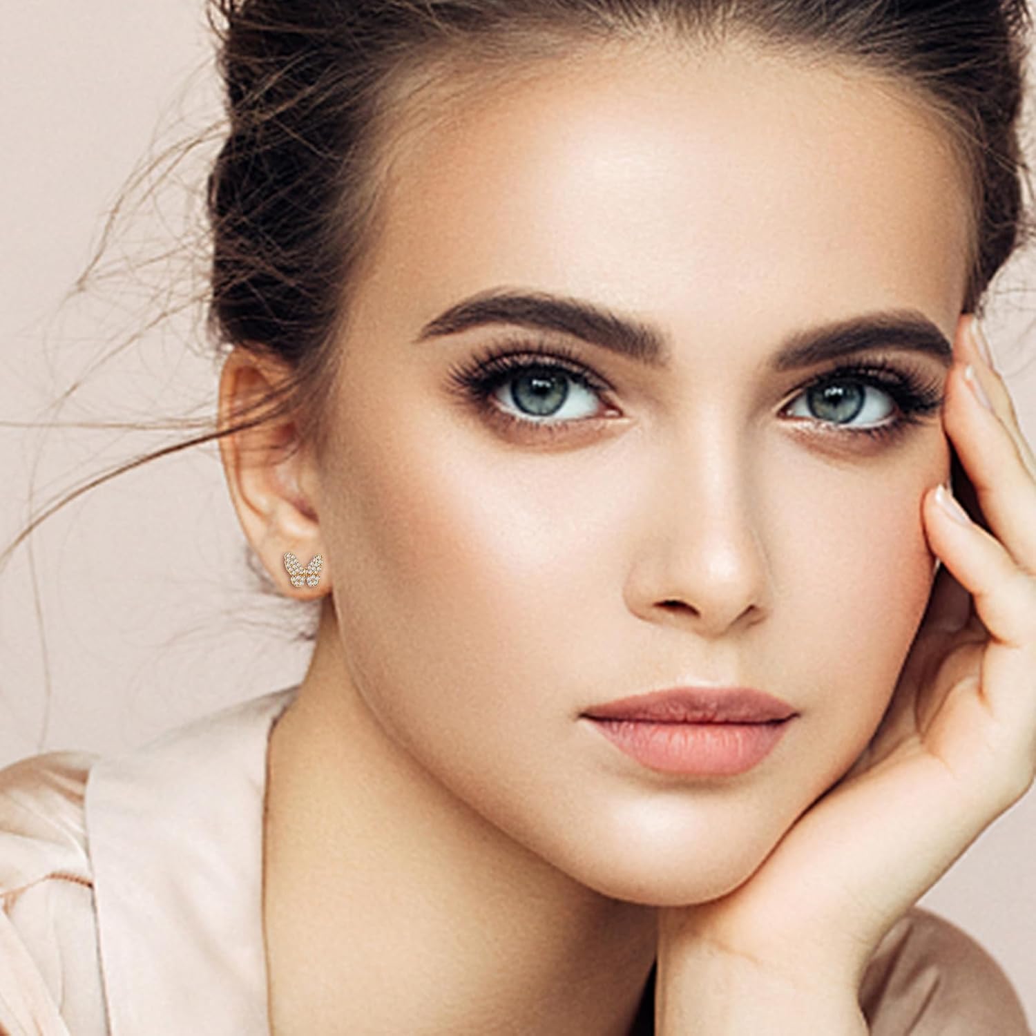 14K Gold Plated Butterfly Stud Earrings - Comfortable Lightweight Design with Secure Butterfly Backs, Cubic Zirconia Bow Posts Jewelry Gifts for Women - Image 6