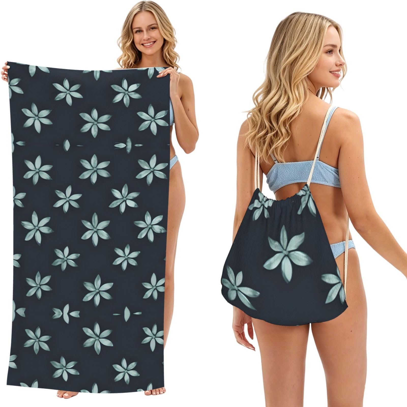 SXZVVBN Beautiful Camellia 2-in-1 Beach Towel Bag, Quick Dry Sand Free Travel Towel Backpack for Adults