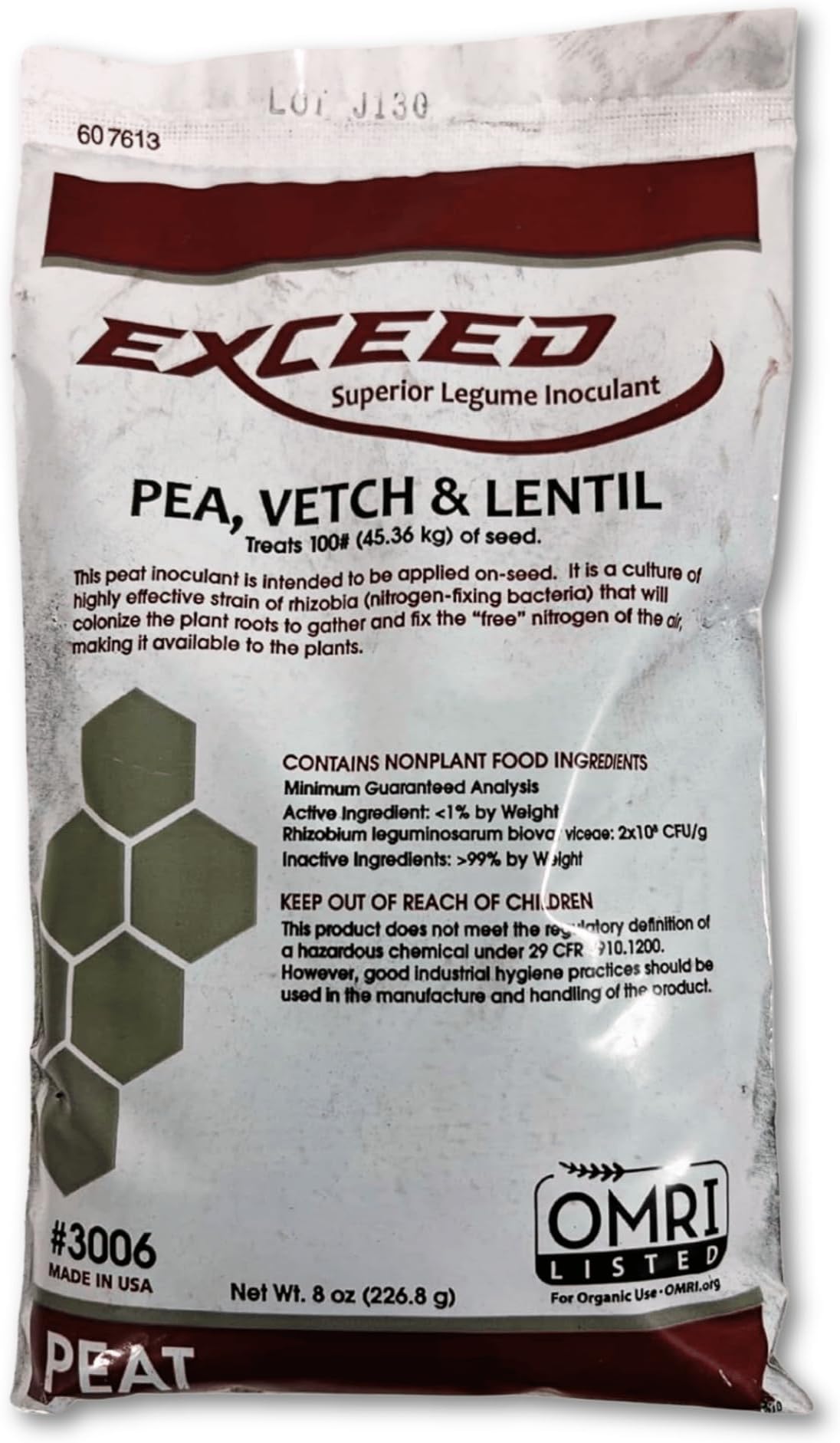 Exceed - Superior Legume Cover Crop Seed Powder Inoculant for Peas, Vetch and Lentil- Mycorrhizal Formula Enhances Yield Resilience Fertilizer-Efficiency- 8Oz