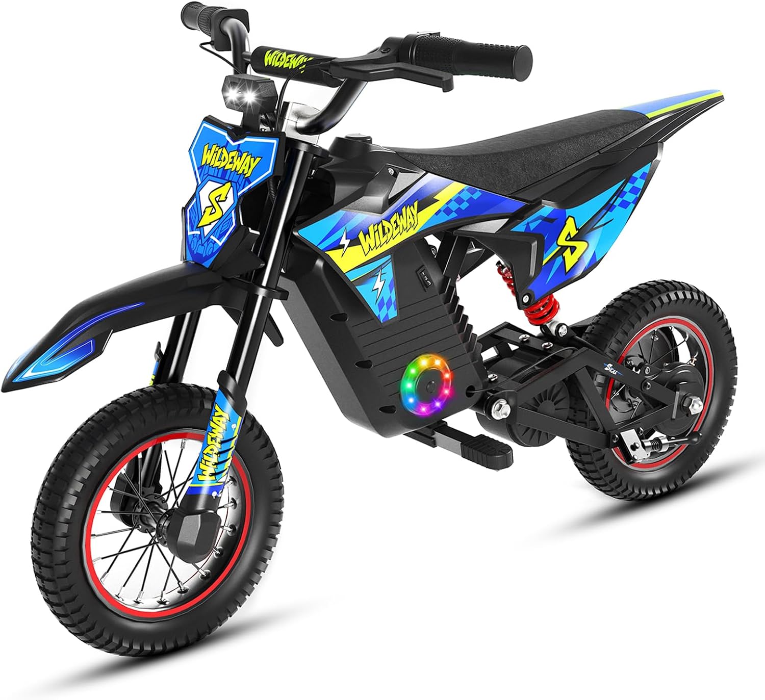 36V Kids Electric Dirt Bike, 12 Inch Electric Bike for Kids Ages 4-10, Peak 500W Motor Mini Electric Motorcycle, Up to 15.5 MPH, 3 Speed Modes, Lightweight Kids Off Road Bike, Blue