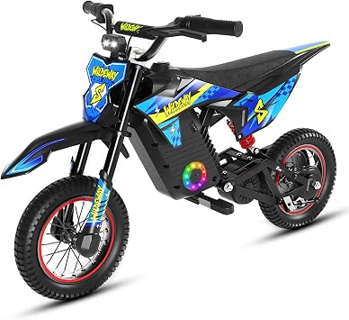 36V Kids Electric Dirt Bike, 12 Inch Electric Bike for Kids Ages 4-10, Peak 500W Motor Mini Electric Motorcycle, Up to 15.5 MPH, 3 Speed Modes, Lightweight Kids Off Road Bike, Blue