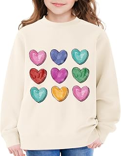 Generisch Clothing Teenager Black Autumn and Winter Sweatshirt for Girls with Letter Print Crew Neck Long Sleeves T-Shirt Sweatshirts Long Sleeve Winter Fashion A-beige 11-12 Jahre