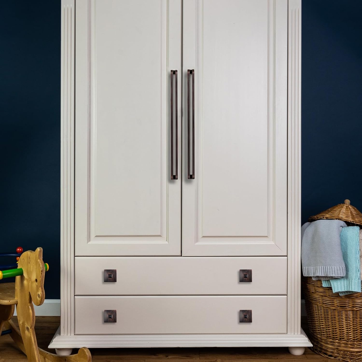 Oil Rubbed Bronze zinc Alloy Solid Cabinet Knobs,Single Hole Drawer Square knob Handles for Cabinets and Dresser Drawers Rustic 6 Pack 7600