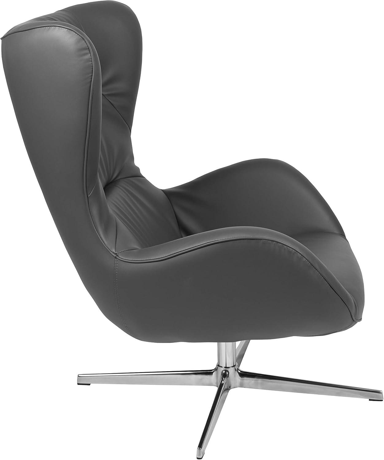 BizChair Gray LeatherSoft Swivel Wing Chair